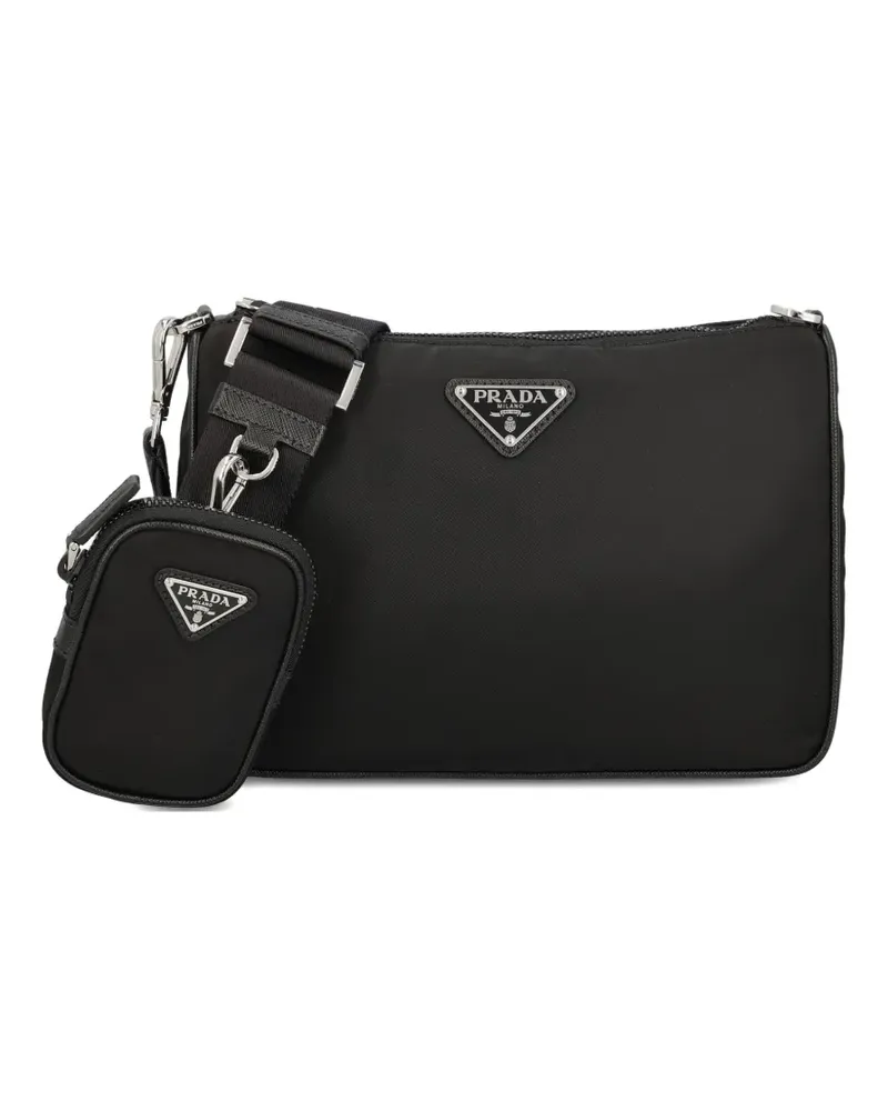 Prada Schultertasche mit abnehmbarer Tasche - Schwarz Schwarz