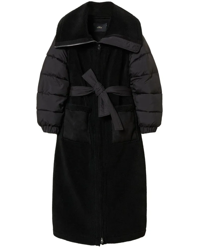 Twin-Set Gefütterter Mantel mit Faux Fur - Schwarz Schwarz