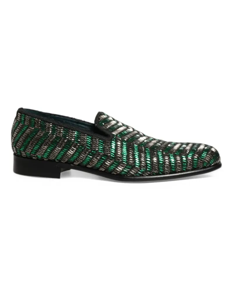 Dolce & Gabbana embellished chevron-pattern loafers - Grün Grün
