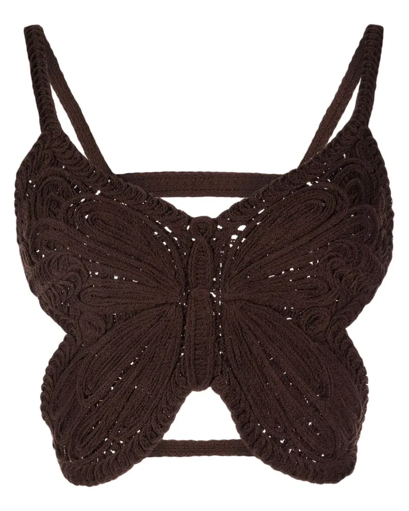 Blumarine Cropped-Top mit Schmetterling - Braun Braun