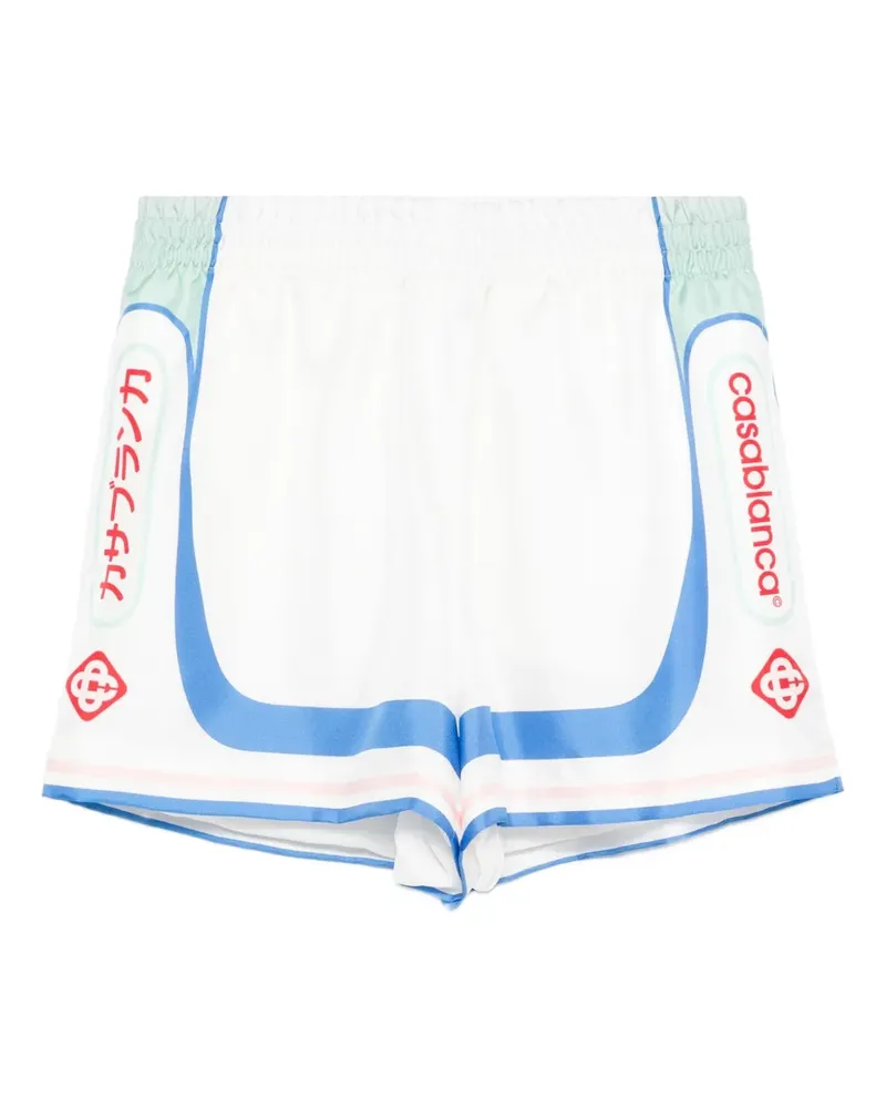 Casablanca Paris Fuji Dream Shorts aus Seide - Weiß Weiß