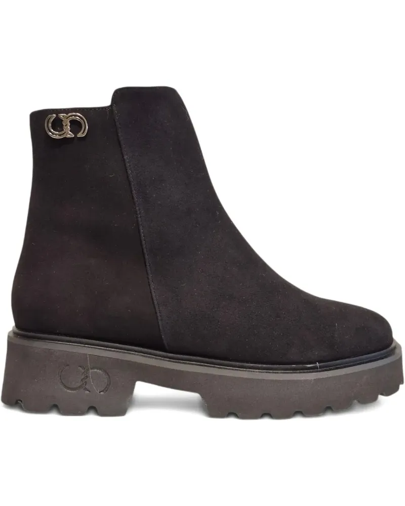 Casadei Stiefel mit Logo-Schild - Schwarz Schwarz