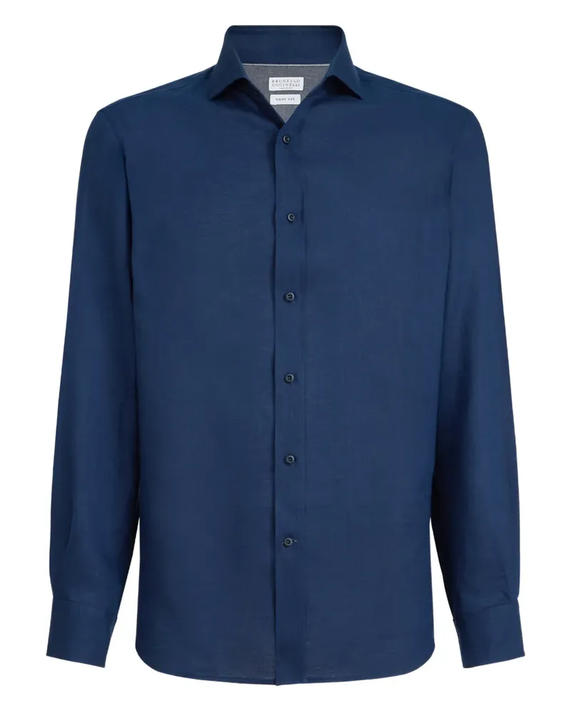 Brunello Cucinelli Hemd aus Leinen - Blau Blau