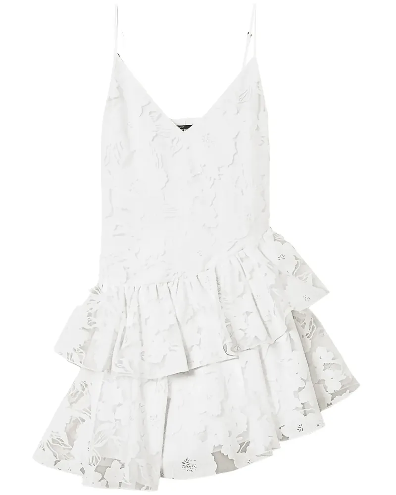Twin-Set Organza-Minikleid mit Blumenstickerei - Weiß Weiß