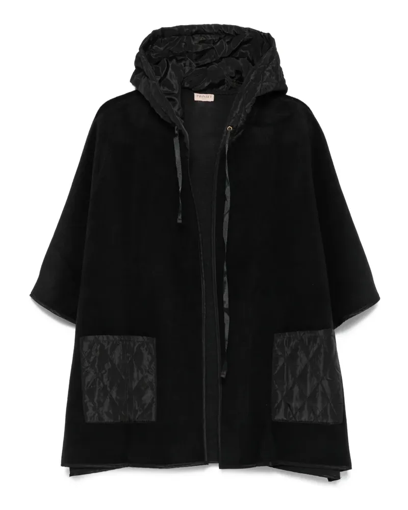 Twin-Set Kapuzenjacke mit gesteppter Tasche - Schwarz Schwarz