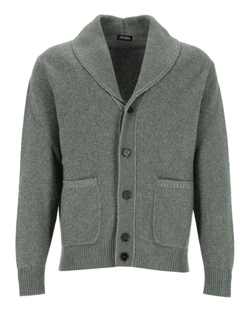 Ermenegildo Zegna light green and grey mélange cashmere and wool jacket - Grün Grün