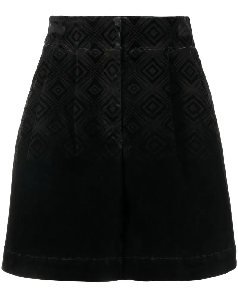 Alberta Ferretti Gemusterte Shorts in Samtoptik - Schwarz Schwarz