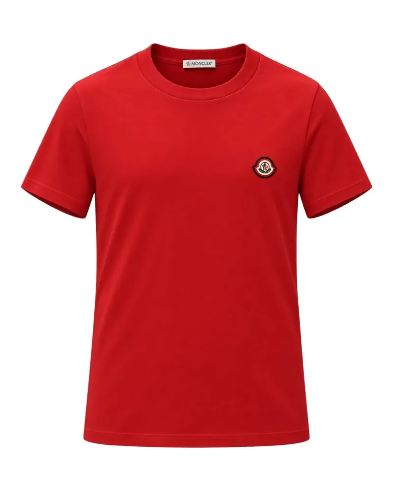 Moncler T-Shirt mit Logo-Patch - Rot Rot