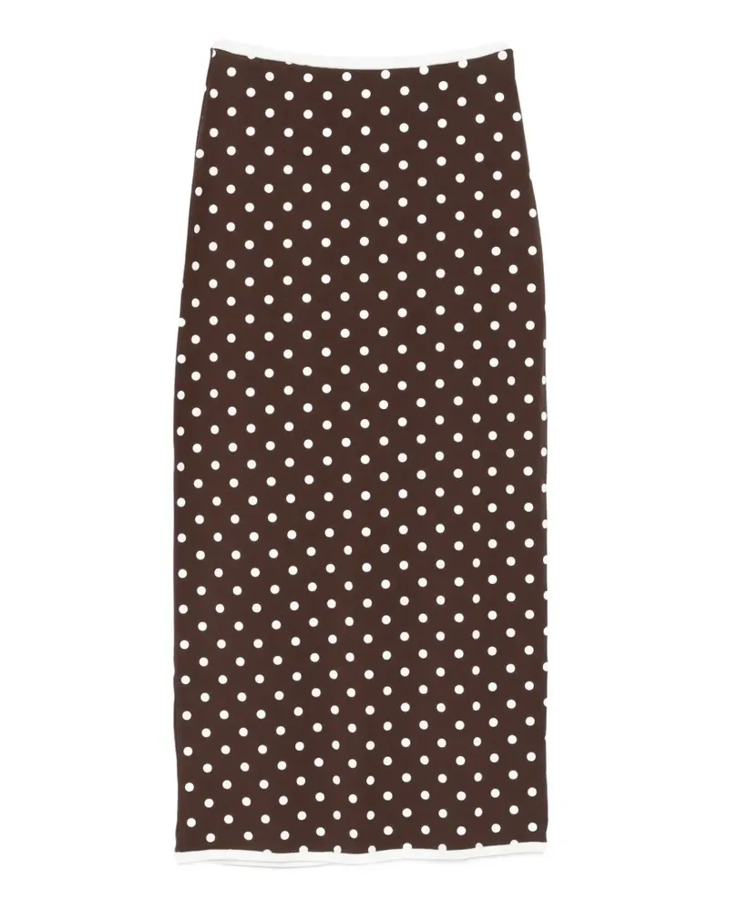 Rowen Rose polka dot-pattern slit midi skirt - Braun Braun