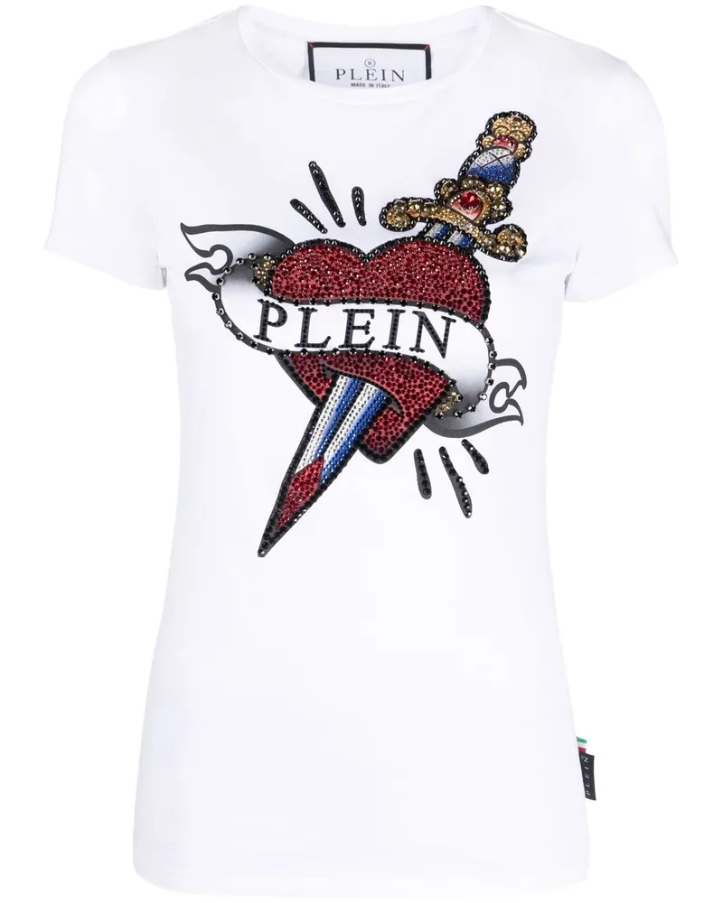 Philipp Plein T-Shirt mit verziertem Logo - Weiß Weiß