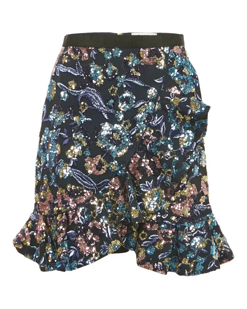 Self-Portrait sequin-embellished mini skirt - Blau Blau