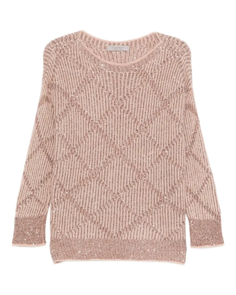D.EXTERIOR Paillettenverzierter Pullover mit Rautenmuster - Nude Nude