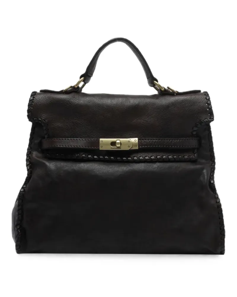 Campomaggi Ginevra whipstitch-trim leather shoulder bag - Braun Braun