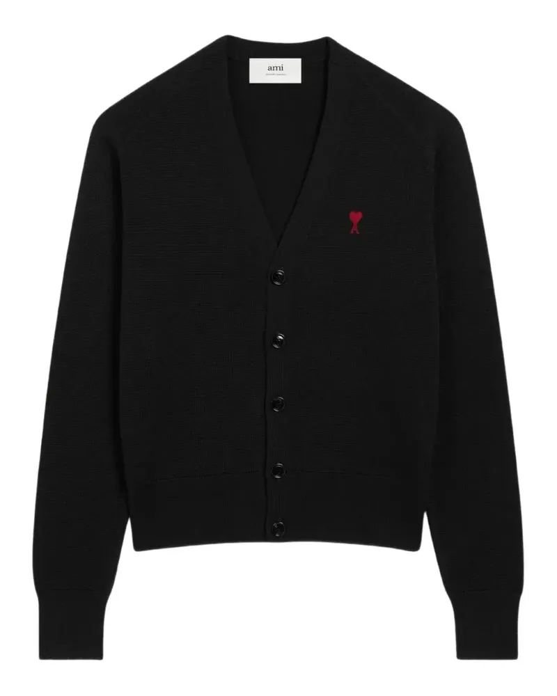 AMI Paris Ami de Coeur Cardigan mit V-Ausschnitt - Schwarz Schwarz