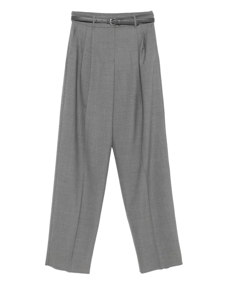 Max Mara Bundfaltenhose mit Gürtel - Grau Grau