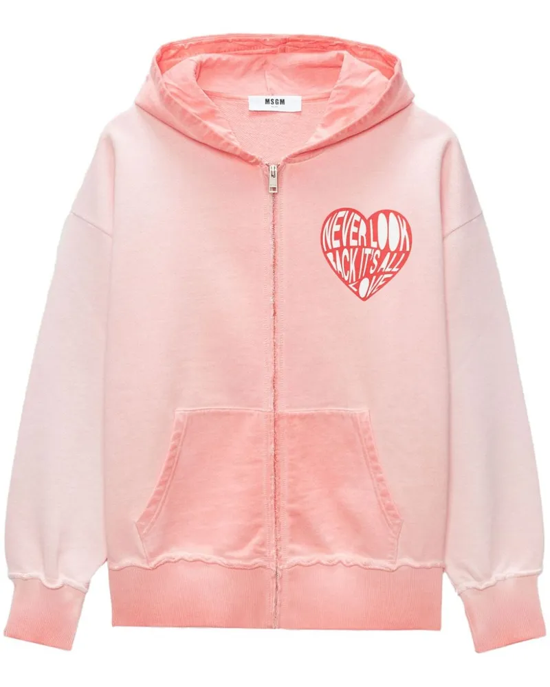 MSGM Kapuzenjacke mit Herz-Print - Rosa Rosa