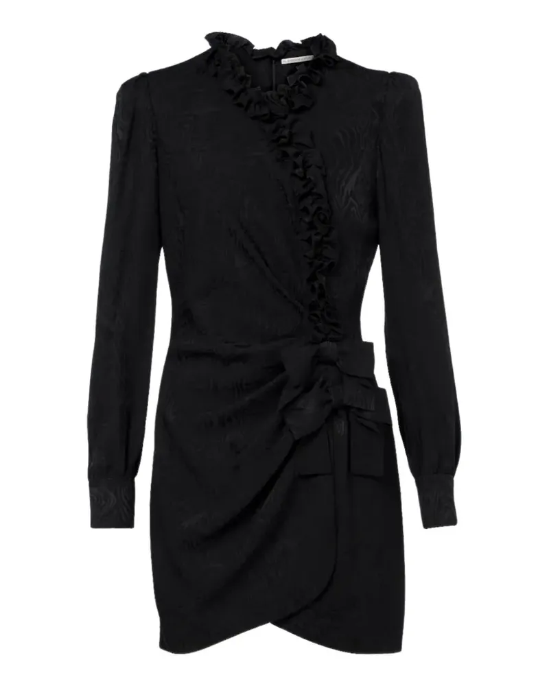 Alessandra Rich Gerüschtes Minikleid aus Seiden-Jacquard - Schwarz Schwarz