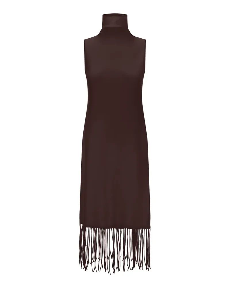 Herno Schmales Midikleid mit Fransensaum - Braun Braun