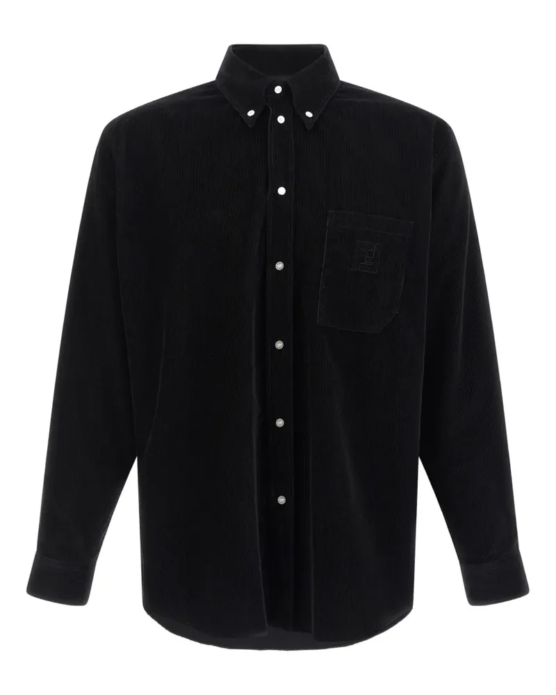 Fendi button-down embroidered corduroy shirt - Schwarz Schwarz