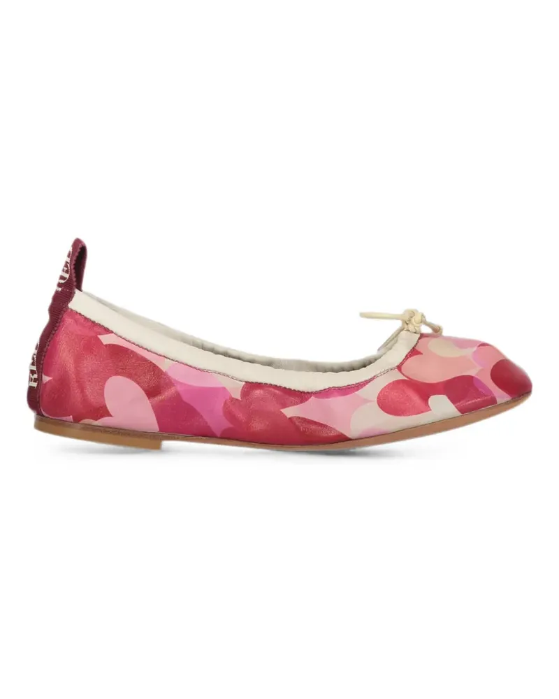 RED Valentino heart-print bow-detail ballet flats - Rosa Rosa