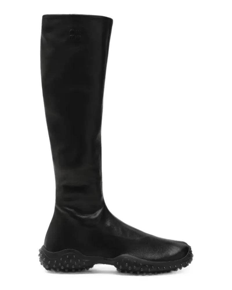 Miu Miu Stiefel mit Noppensohle und Logo-Prägung - Schwarz Schwarz