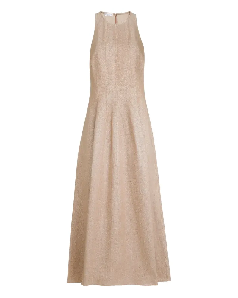 Brunello Cucinelli Twill-Maxikleid mit Glitter-Optik - Nude Nude