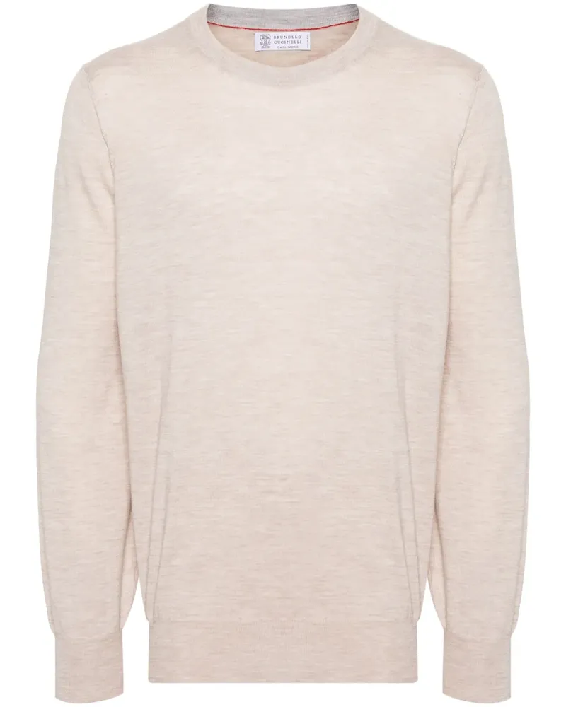 Brunello Cucinelli Melierter Pullover mit Rundhalsausschnitt - Nude Nude
