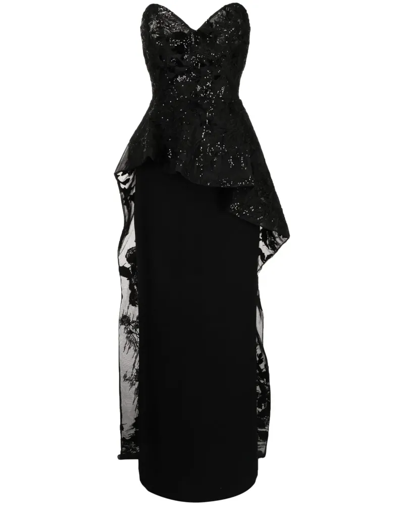 Saiid Kobeisy Trägerloses Kleid mit Stickerei - Schwarz Schwarz