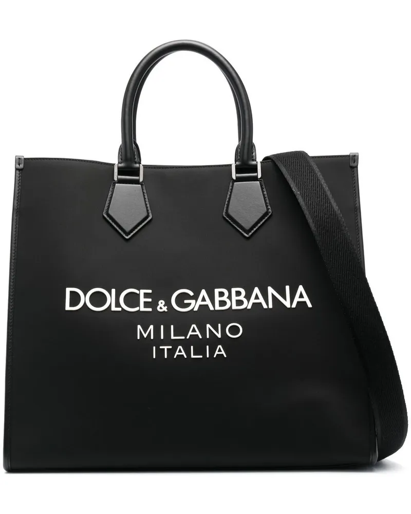 Dolce & Gabbana Großer Shopper mit Logo-Print - Schwarz Schwarz