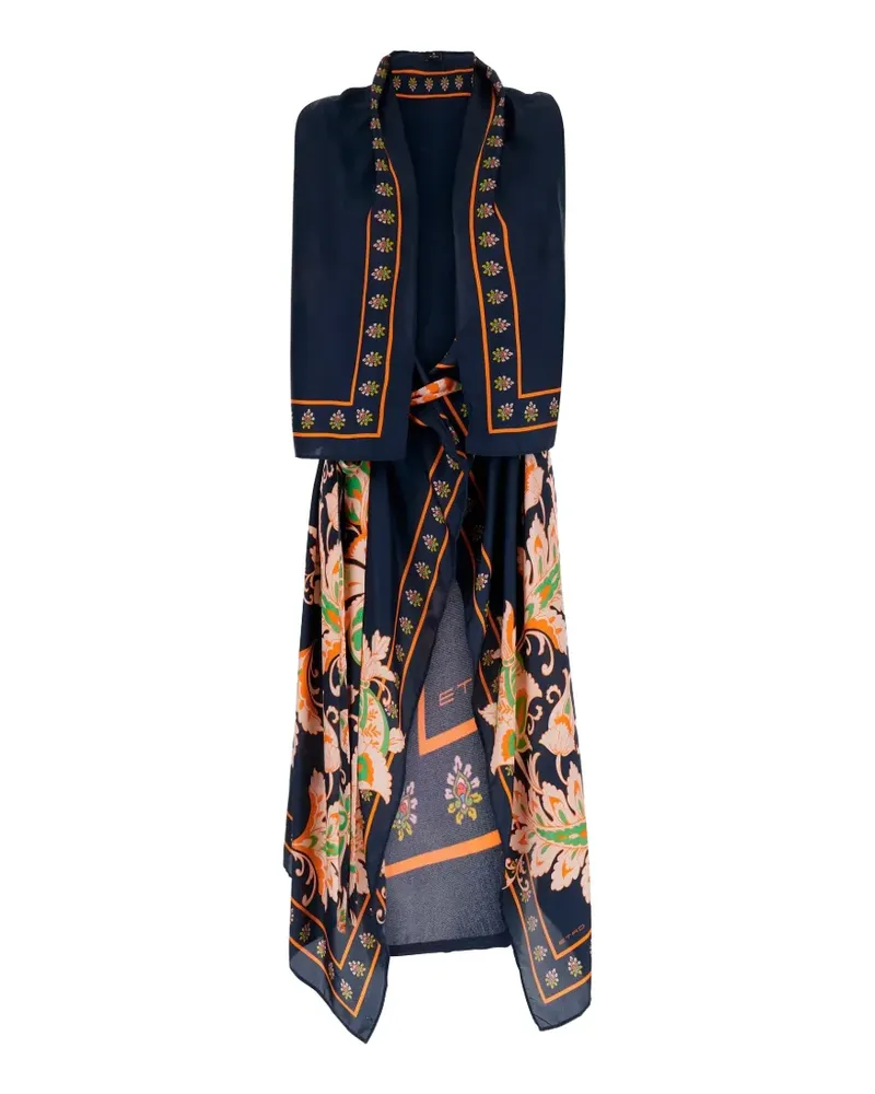 Etro floral print silk scarf - Blau Blau