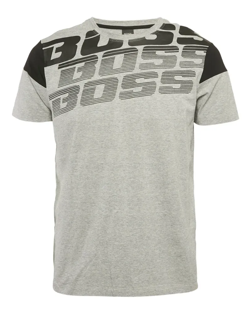 HUGO BOSS 2000s T-Shirt mit abstraktem Print - Grau Grau