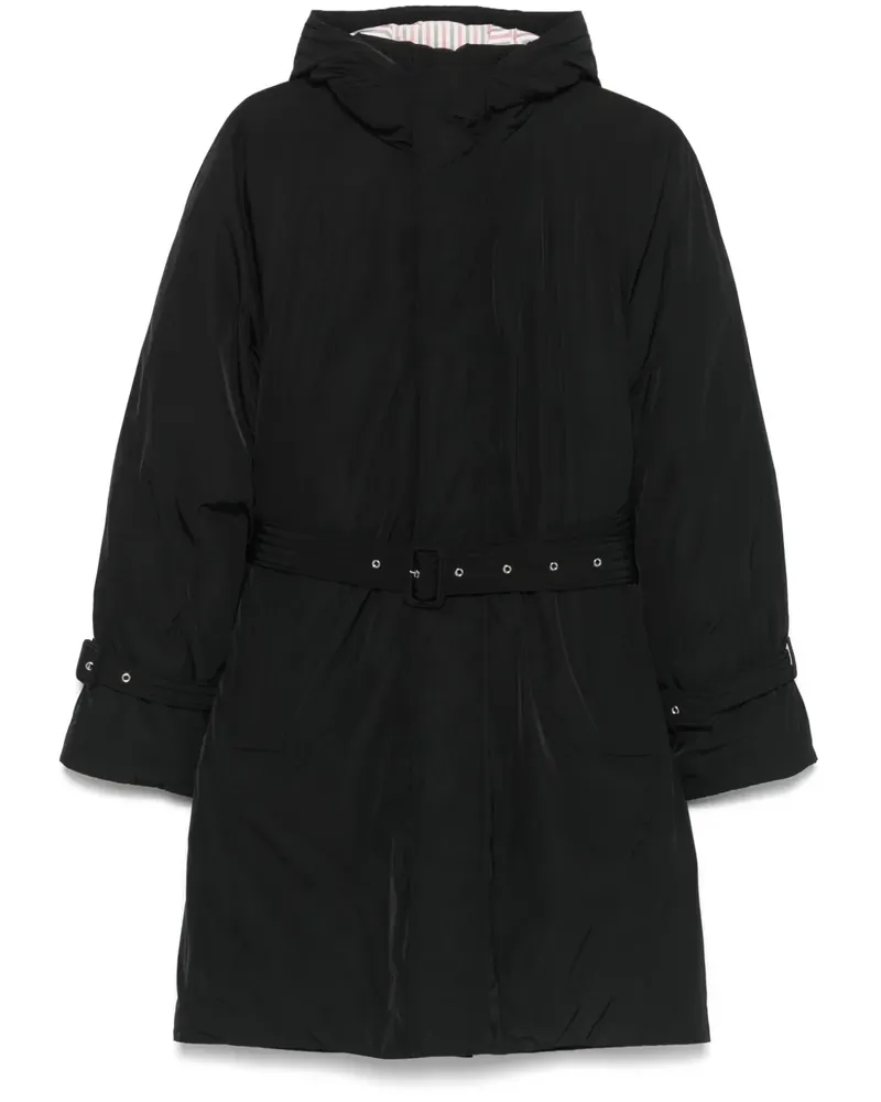 Thom Browne 4-Bar Parka mit Gürtel - Schwarz Schwarz