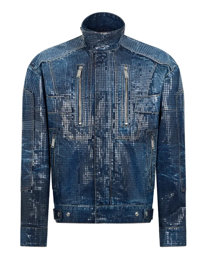 Dsquared2 Jeansjacke mit Pailletten - Silber Silber