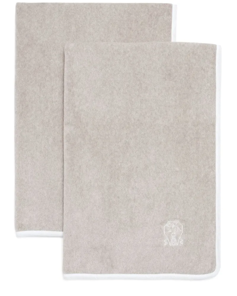 Brunello Cucinelli Badetuch mit Logo-Stickerei - Nude Nude