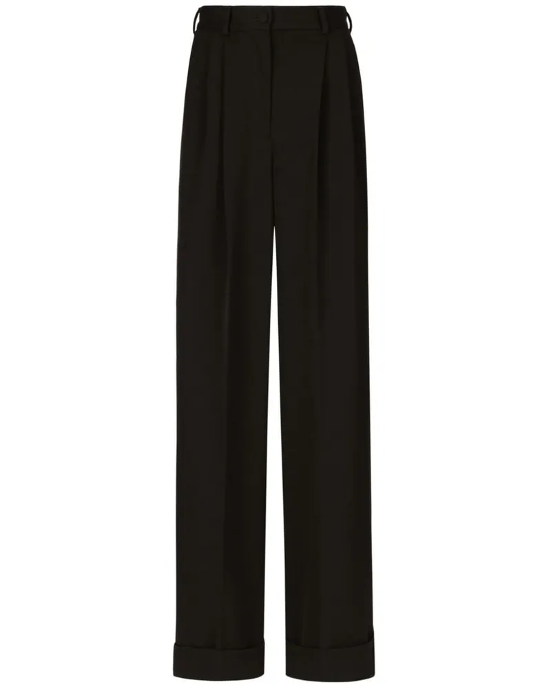 Dolce & Gabbana Wide-Leg-Hose mit Falten - Schwarz Schwarz