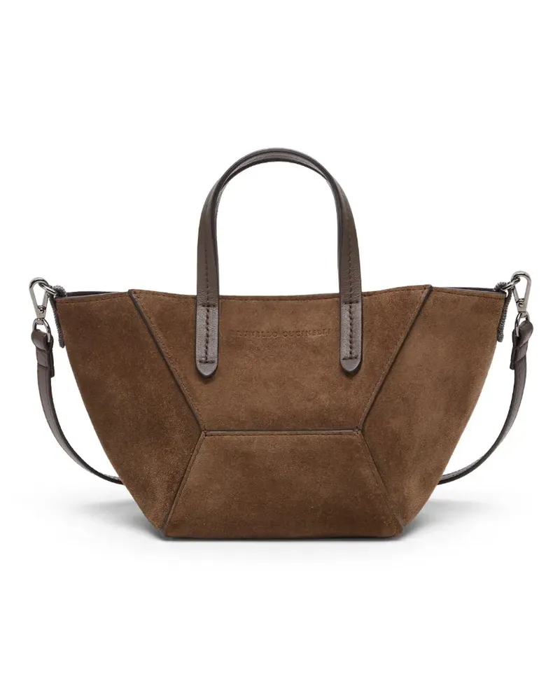 Brunello Cucinelli Mini BC Duo Umhängetasche aus Leder - Braun Braun