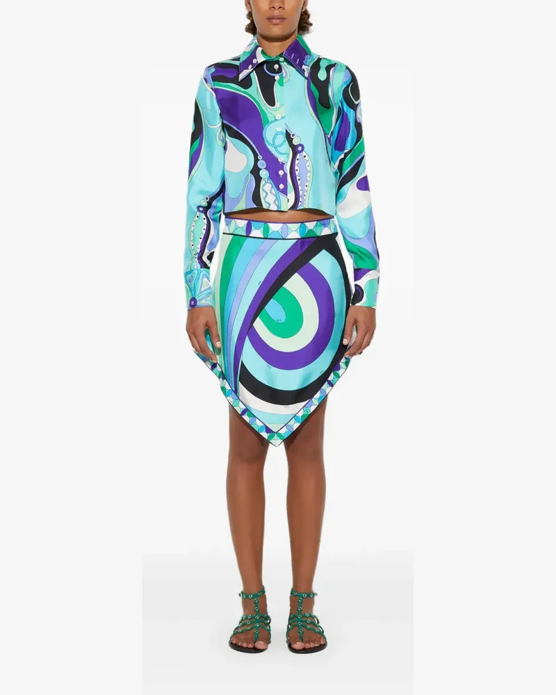 Emilio Pucci Asymmetrischer Minirock mit Print - Blau Blau