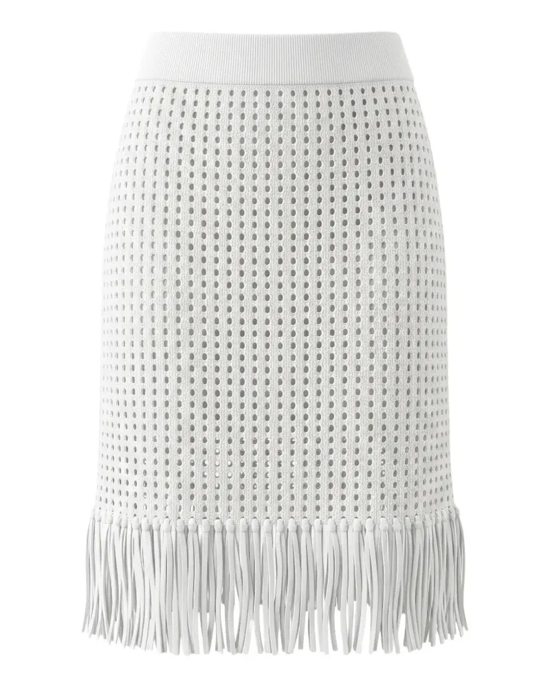 Akris perforated fringe-trimmed mini skirt - Weiß Weiß