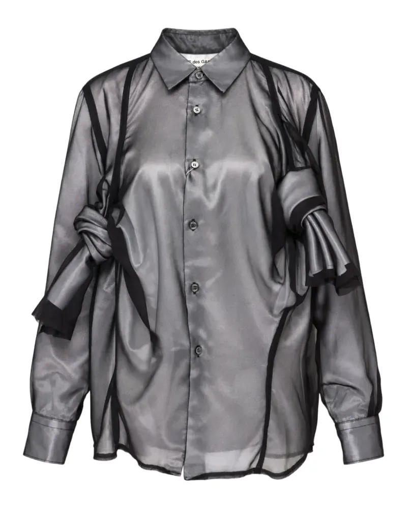 Comme des Garçons sheer-panel knotted shirt - Grau Grau