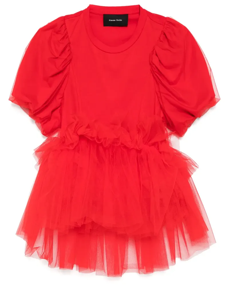 Simone Rocha T-Shirt mit Puffärmeln - Rot Rot