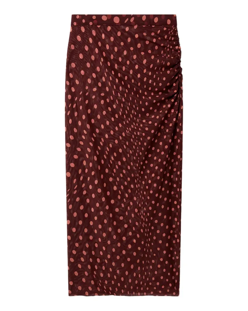 Stella McCartney polka-dot ruched midi skirt - Rot Rot