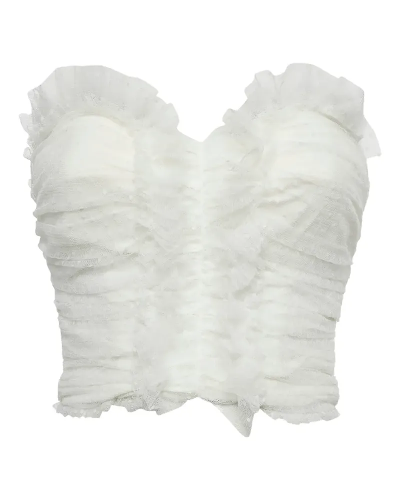 Elisabetta Franchi Tulle ruffle top - Weiß Weiß