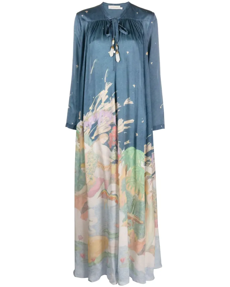 Zimmermann Lyrical Sheath Maxikleid aus Seide - Blau Blau