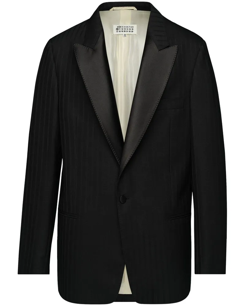 Maison Margiela Einreihiger Wollblazer - Schwarz Schwarz