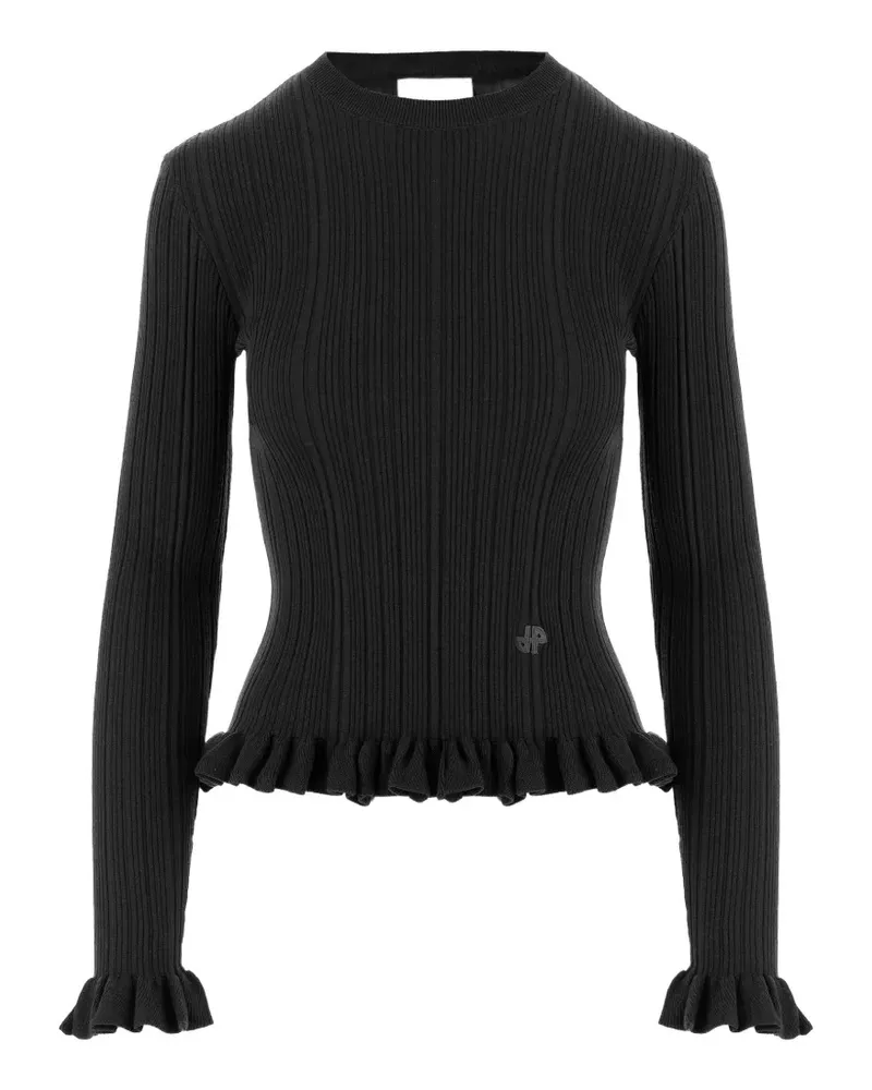 Patou Gerippter Pullover mit Rüschen - Schwarz Schwarz