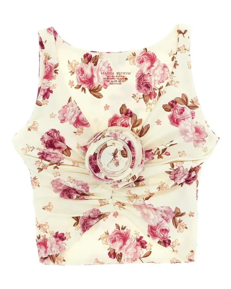 Magda Butrym floral-print bikini top - Nude Nude