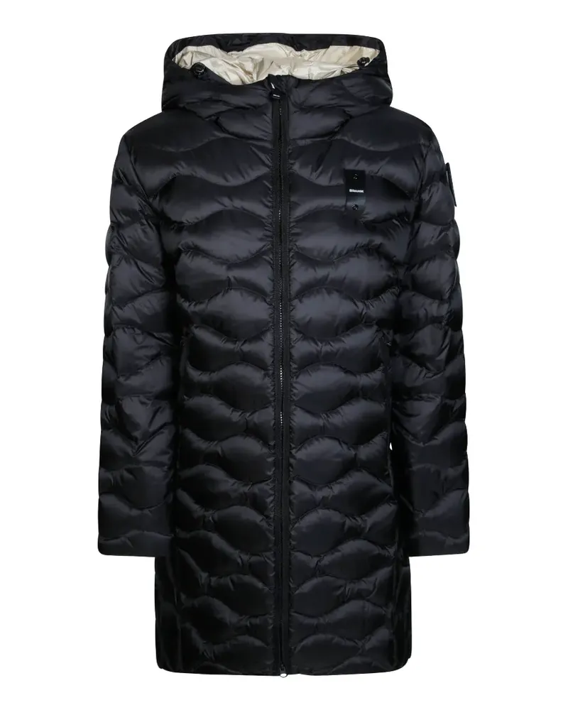 Blauer Lyne wave-quilted hooded coat - Schwarz Schwarz