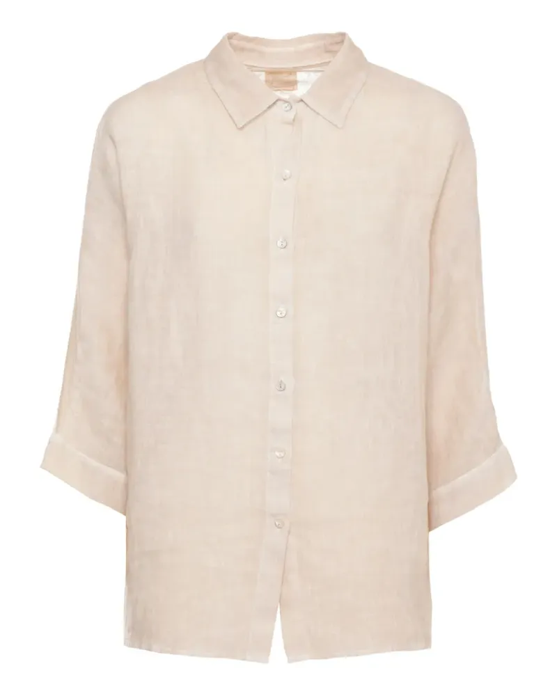 120% Lino button-up short-sleeve shirt - Nude Nude