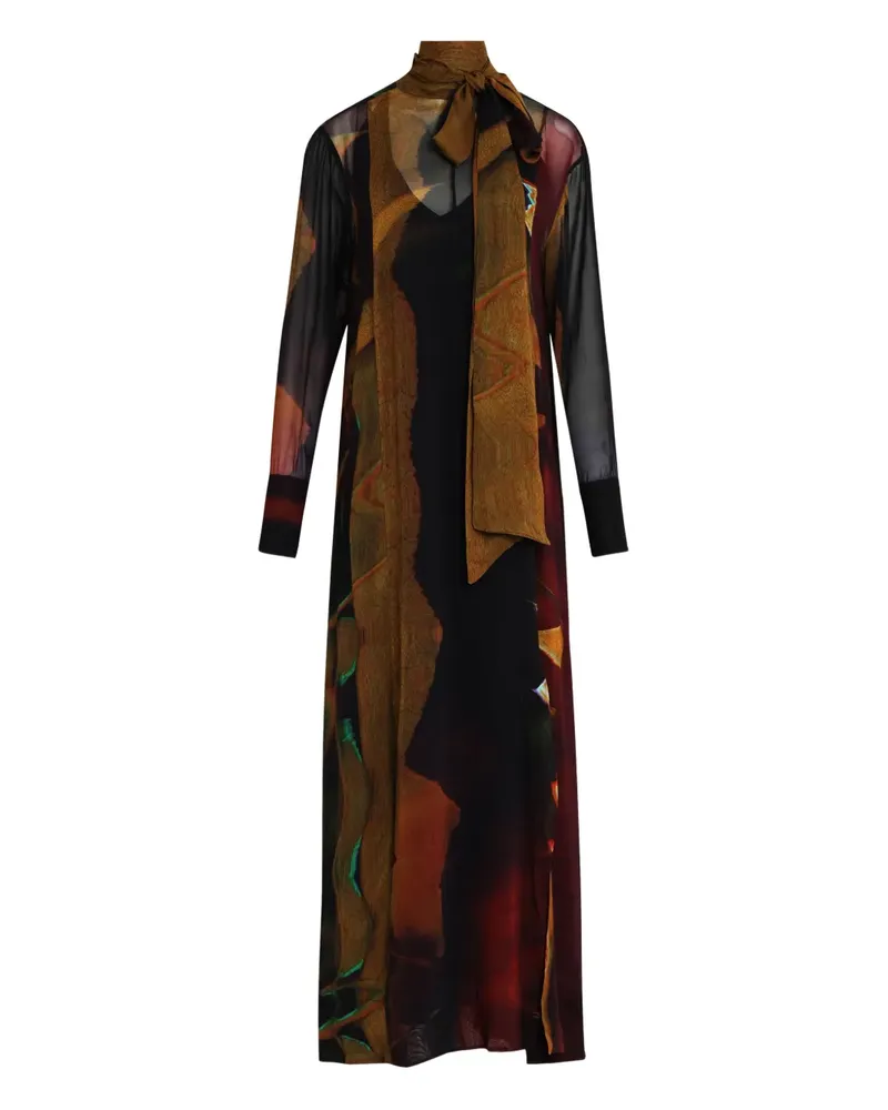 Osklen Maxikleid aus Satin mit Schleifenkragen - Schwarz Schwarz