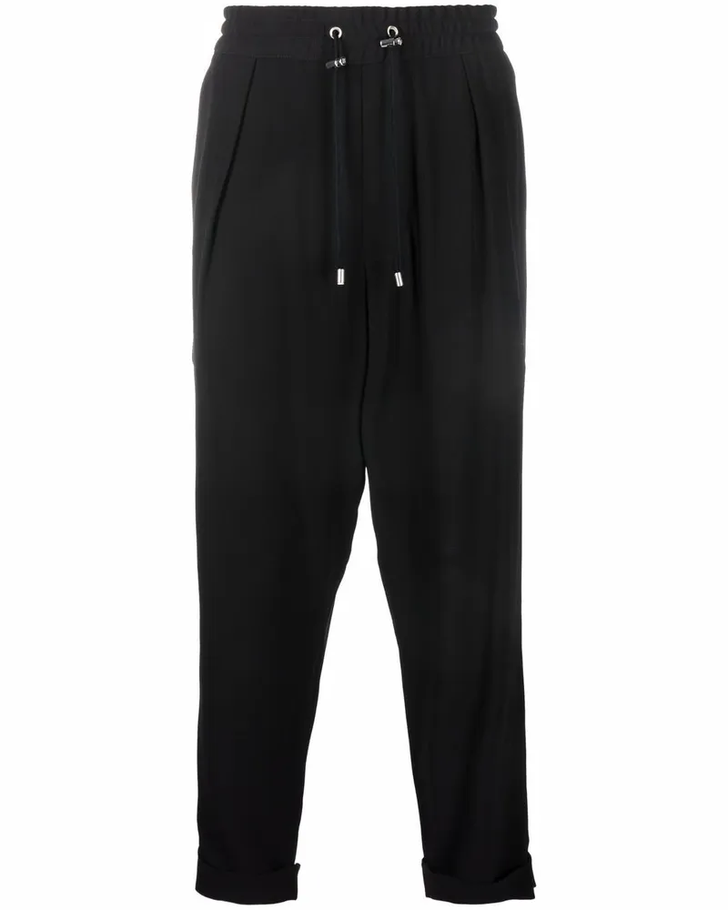 Balmain Tapered-Jogginghose aus Krepp - Schwarz Schwarz